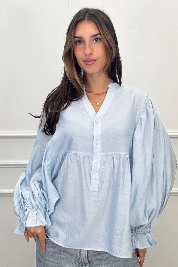 *Blouse Rayan tweetraps met gefronste ballonmouw nm67