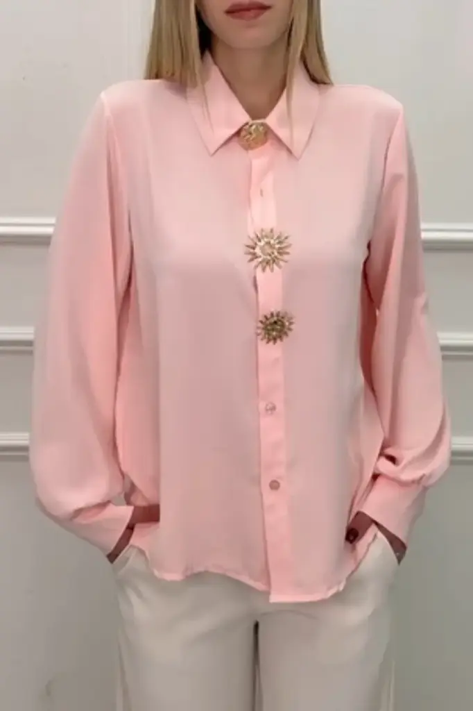 Blouse Roos met gouden broches