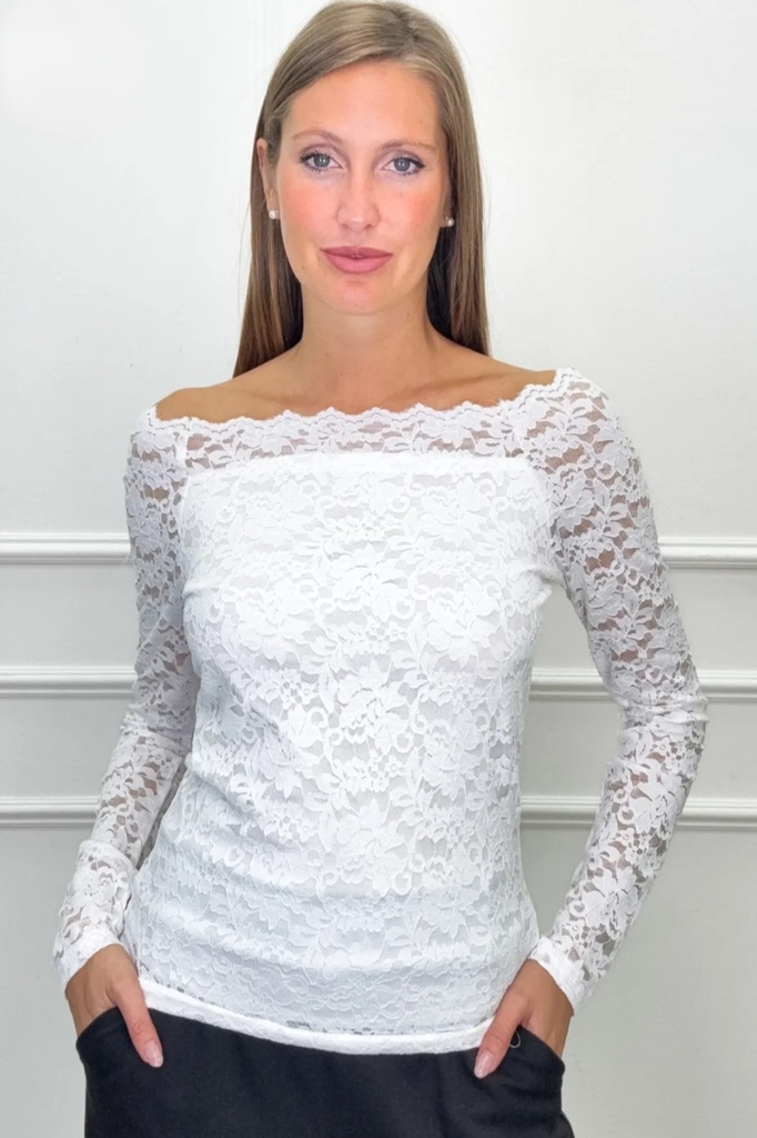 Off-shoulder kanten shirt Reza