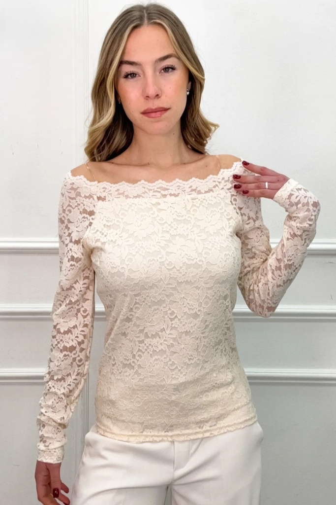 Off-shoulder kanten shirt Reza