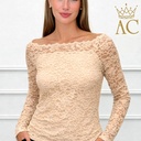 Off-shoulder kanten shirt Reza