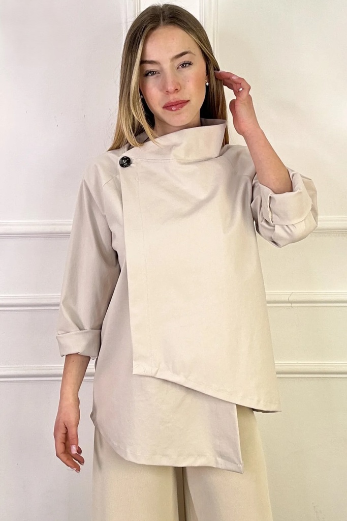 Asymmetrische blouse Reda opstaande kraag nm66