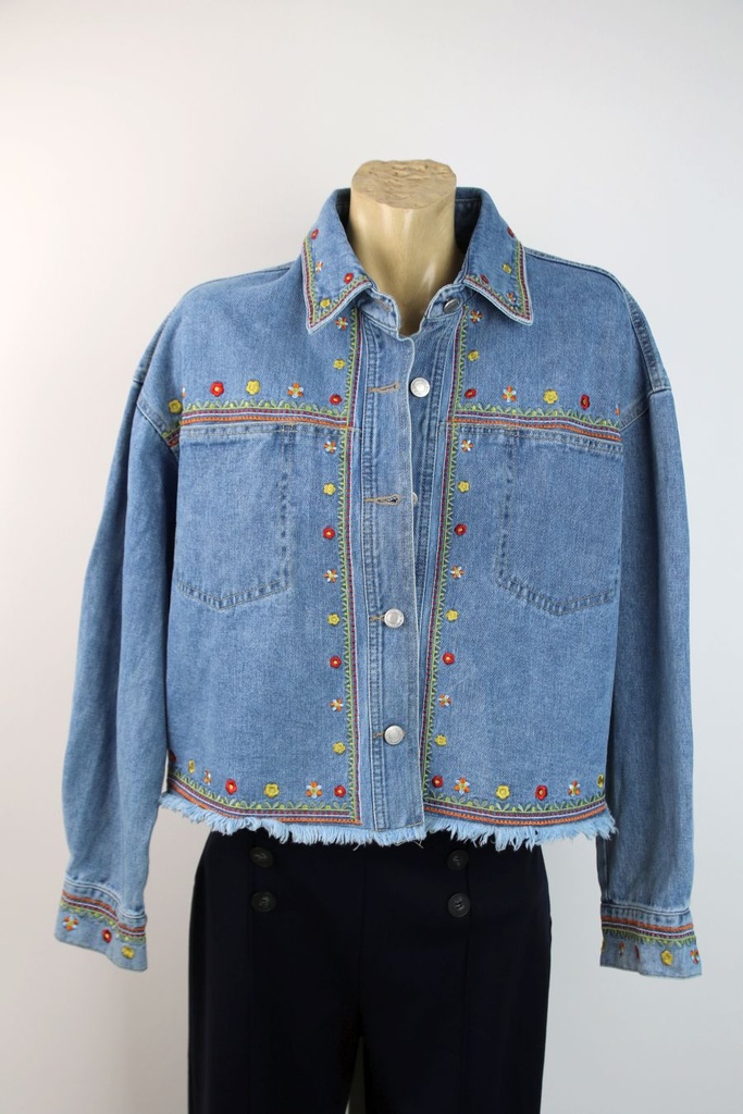 Jeansjasje Rana geborduurde bloemetjes nm98