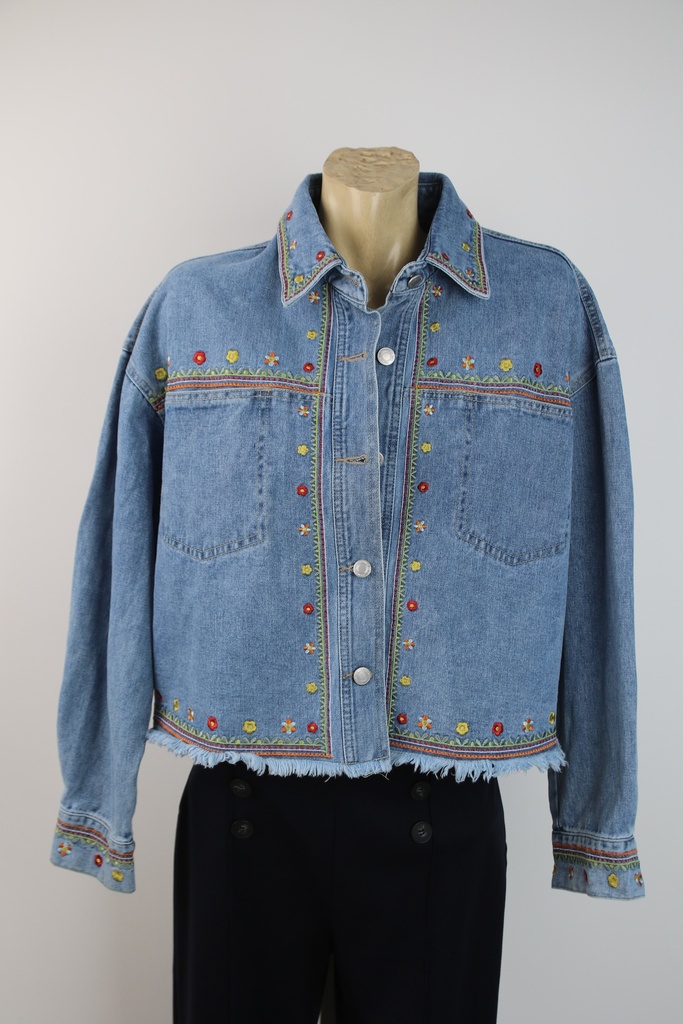 Jeansjasje Rana geborduurde bloemetjes nm98