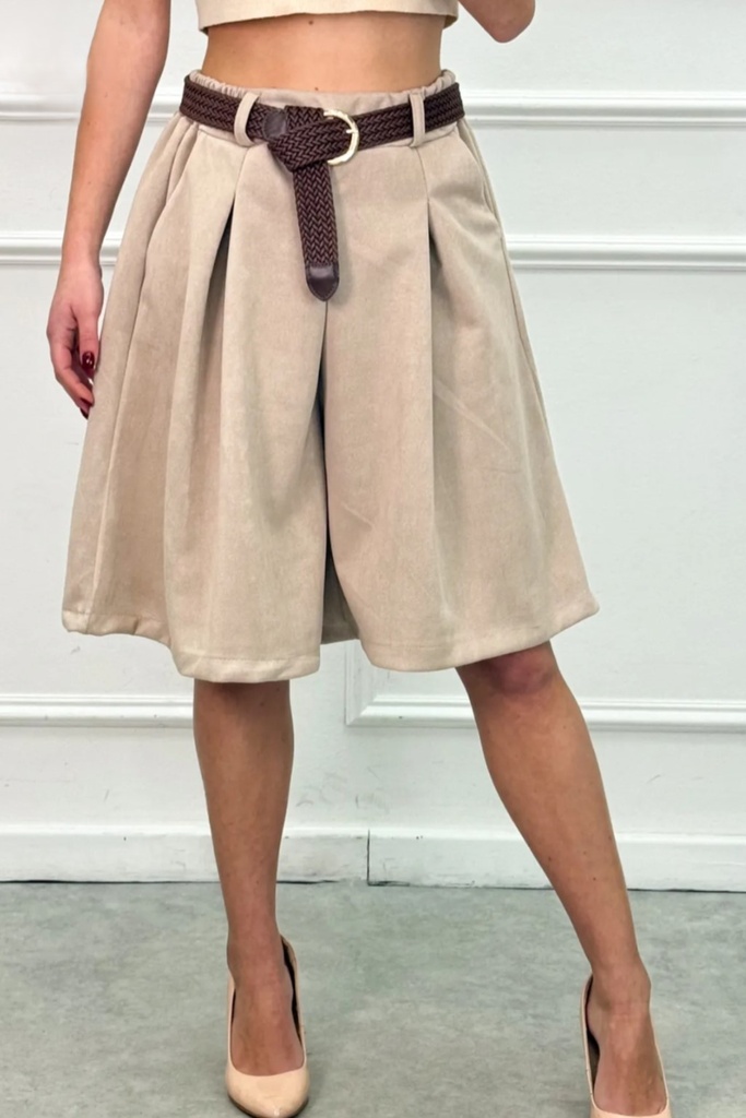 Suède short Renzo met riem