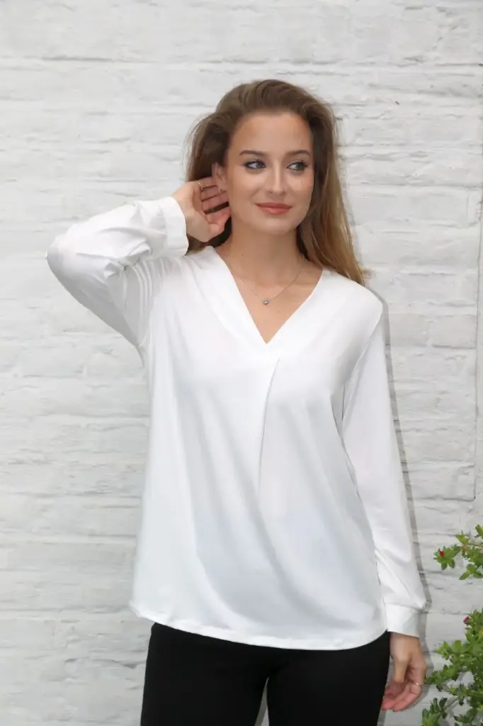 T-shirt Romaysa nm20 V-hals met springplooi viscose jersey