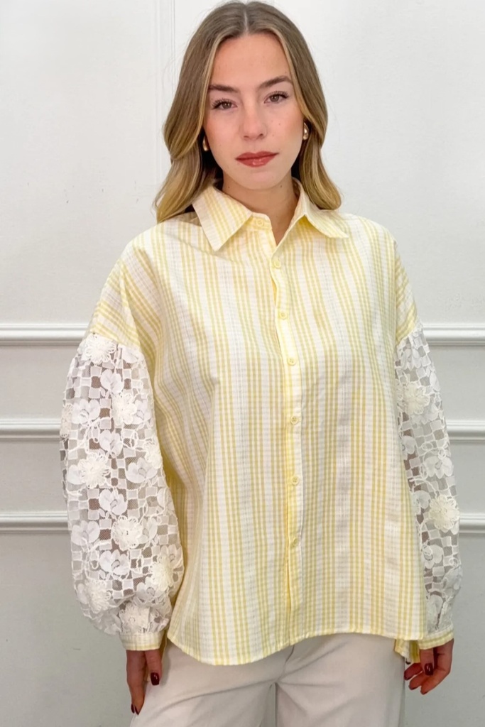 Blouse Olle nm45 plaid puffed side sleeve