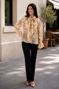 Blouse florale Roza avec manche trompette et nœud nm85