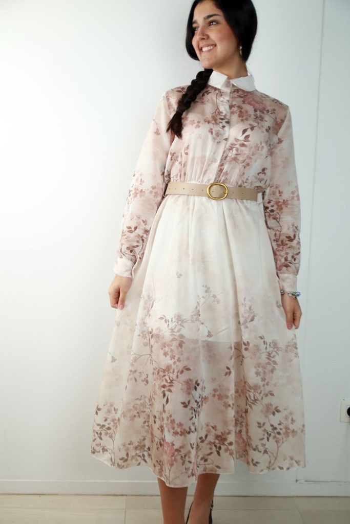 Hemdjurk Rob met bloemen en ecoleren riem nm90