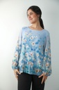 Plissé bloemenblouse Raven met gepofte manchet nm47