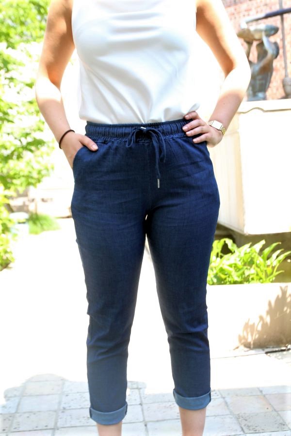 Jeansbroek Onne nm65 rektaille rijglint iets losser aan taille