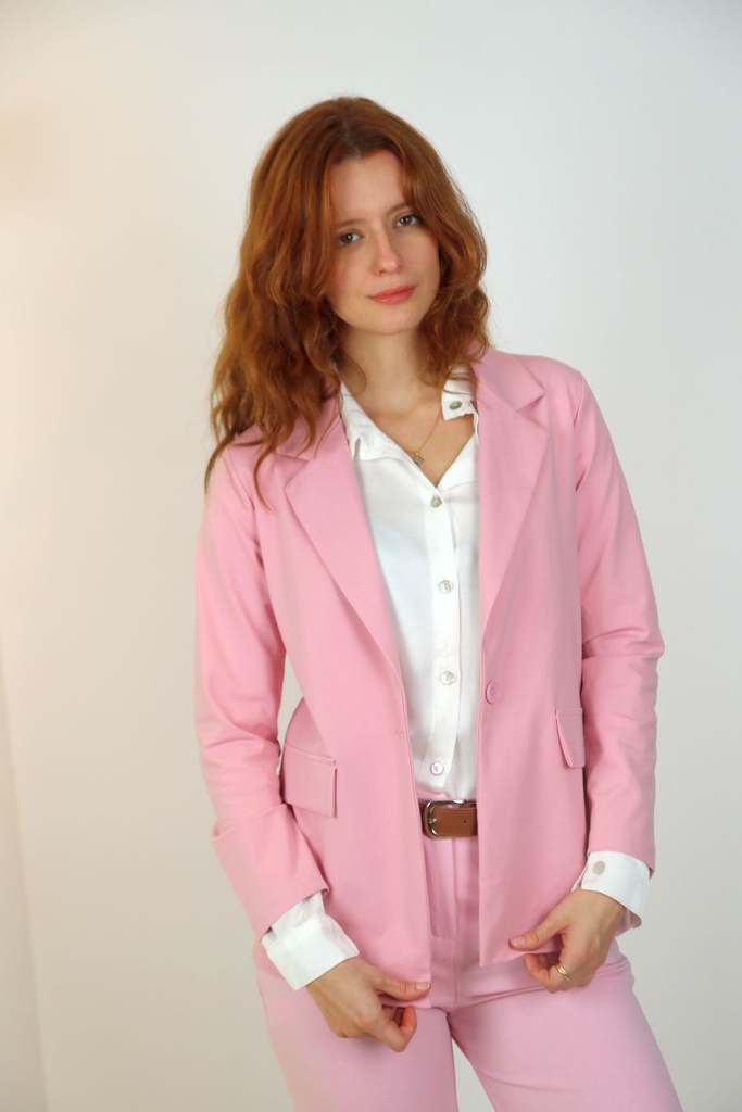 Olive nm66 reverskraag 1 knop katoenjersey