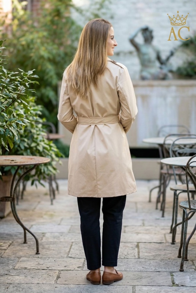 Trenchcoat Omari puntkraag dubbel rij knopen 