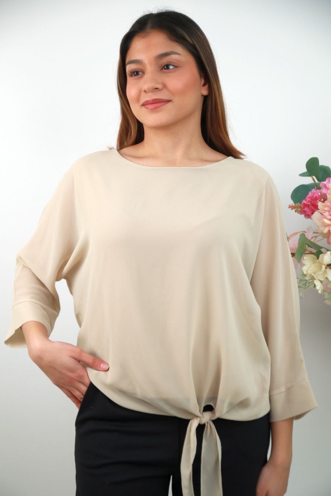 Blouse Sarah nm43 crêpe strikdetail driekwartmouw 