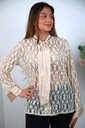 Kanten blouse Senna met satijnen strikkraag 