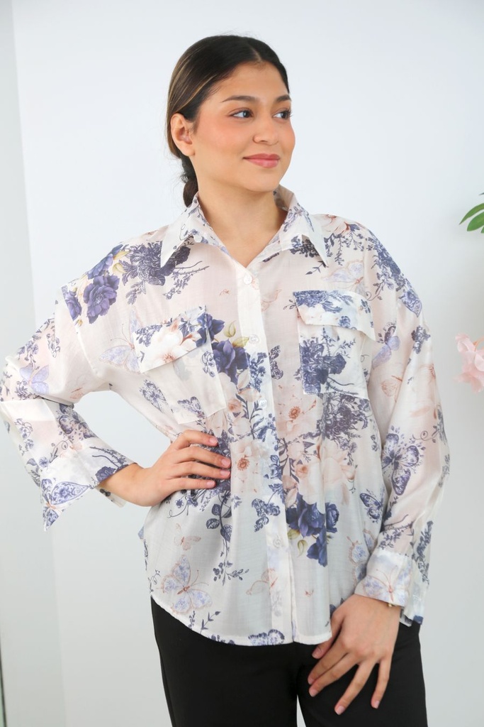 Tencel overhemd Simon nm85 met twee borstzakken 