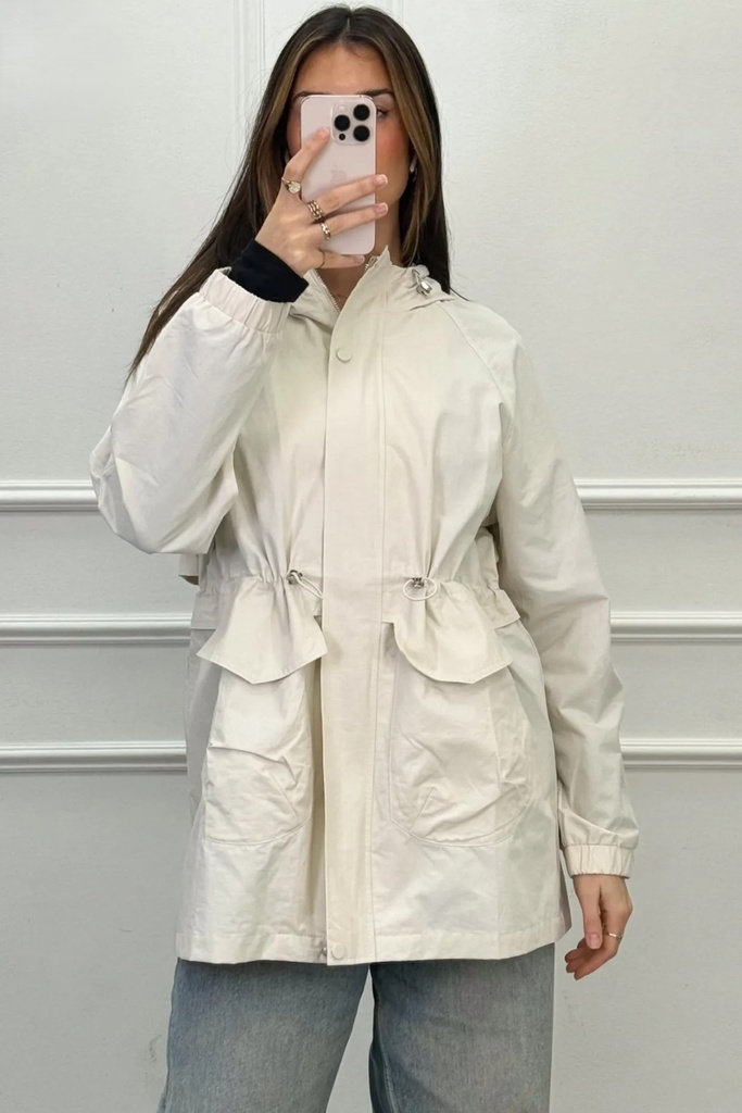 Halflange jas Rivka met capuchon nm65