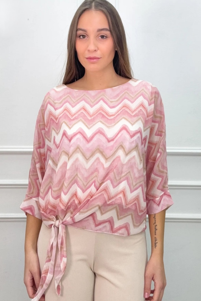 Ousmane nm38 zigzagpatroon open hals taileknoop