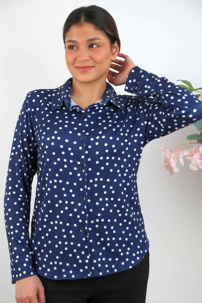 Jersey polo Rinke met stippenpatroon nm20