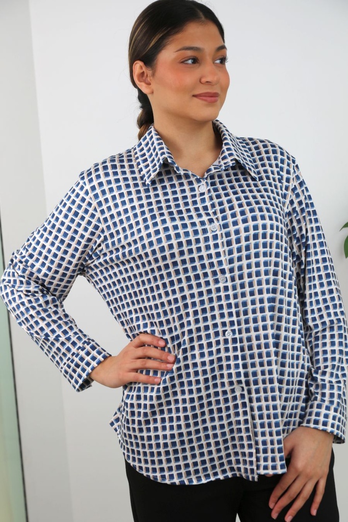 Jersey polo Rifka met blokkenpatroon nm20