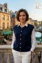 Gilet Sil nm65 mohair en wol, open hals met nacré knopen