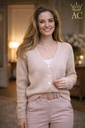 Cardigan Sander nm25 suri alpaca, V-hals en 3/4 mouwen met nacré knopen