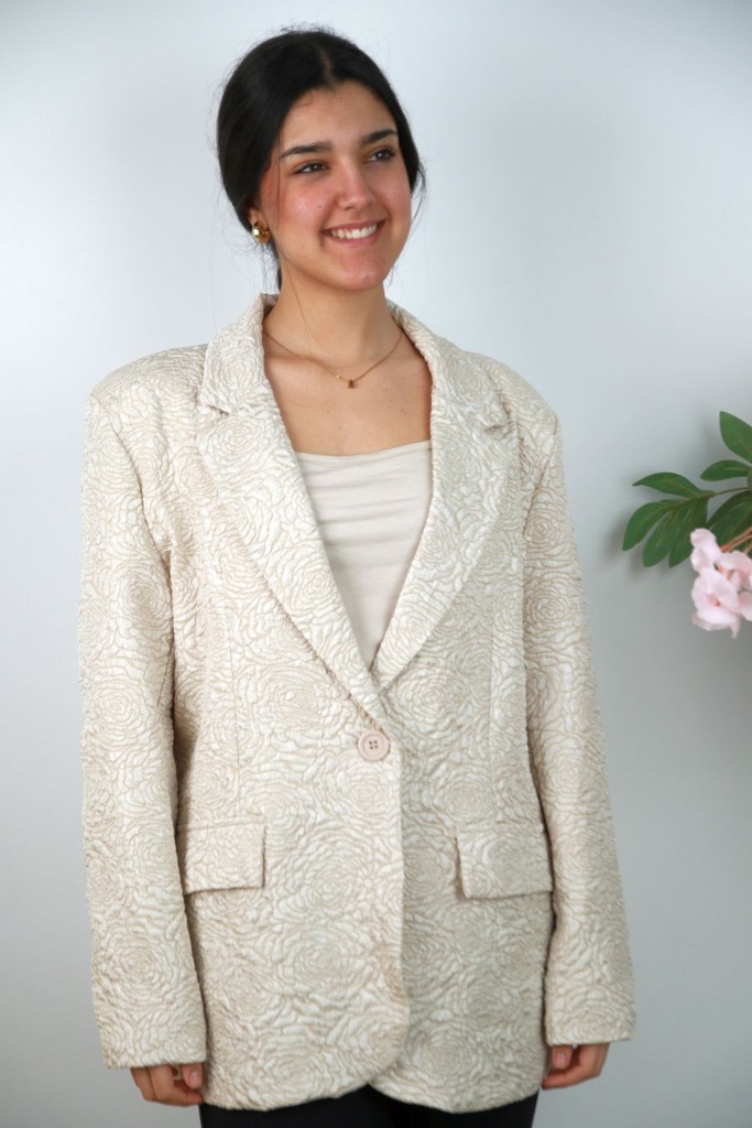 Gebloemde blazer Nayara glamy reliëfstof 