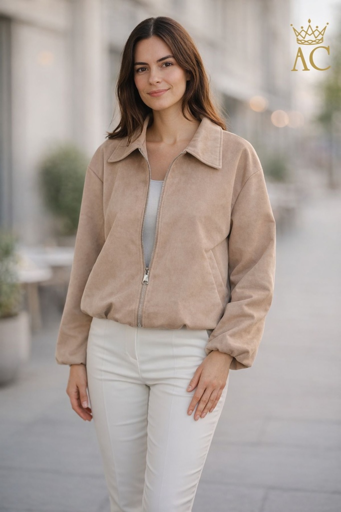 Jacket Nicci eco suède gepofte zoom ritssluiting