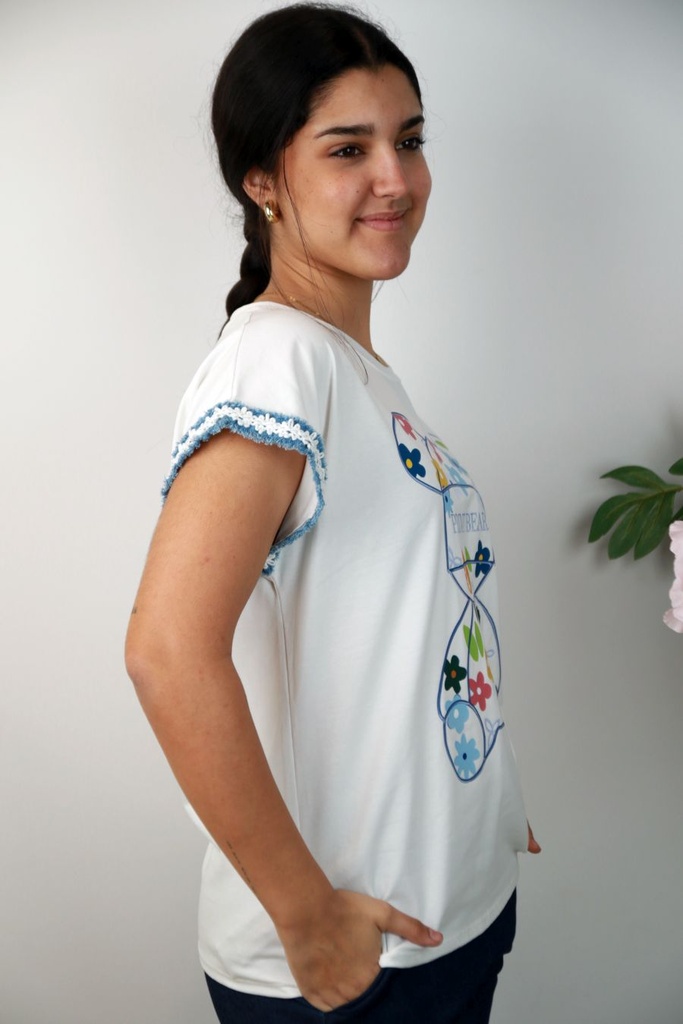 Neill nm92 T-shirt borduurwerk mouwen beerprint 