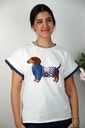 T-shirt Nassir nm92 Dachshund print franje mouwen