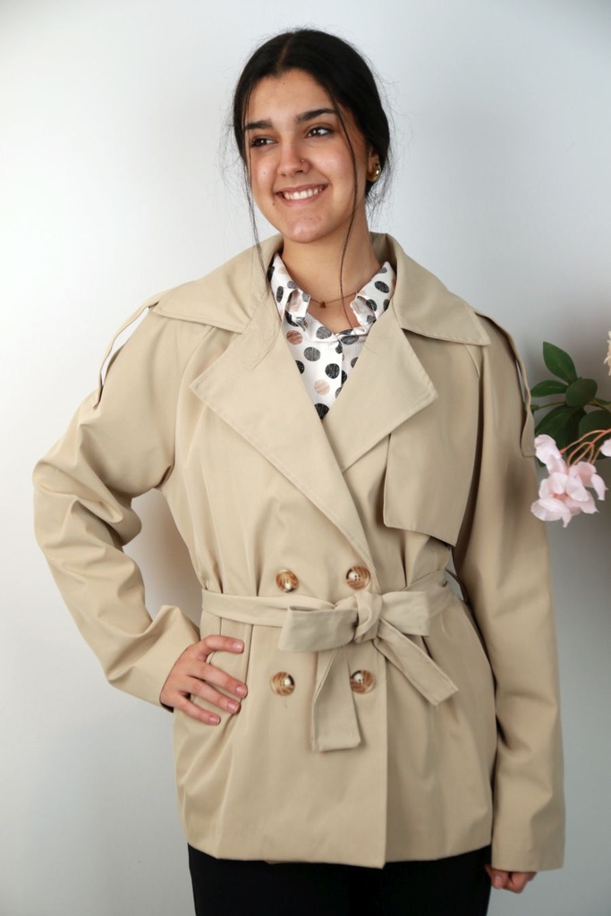 Kort jasje Nourain nm100 reverskraag taillebinder