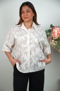 Katoenen blouse Rayhan met fijne streep en planten nm100