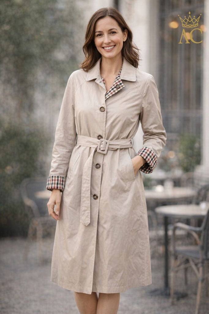 Trench Otman omkeerbaar geruite voering taillebinder