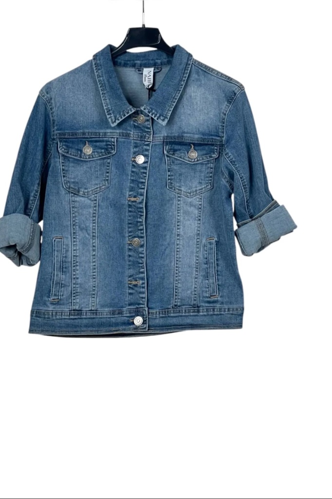 Denim jacket Orla nm65 kraag metalen knopen 2 borstzakjes