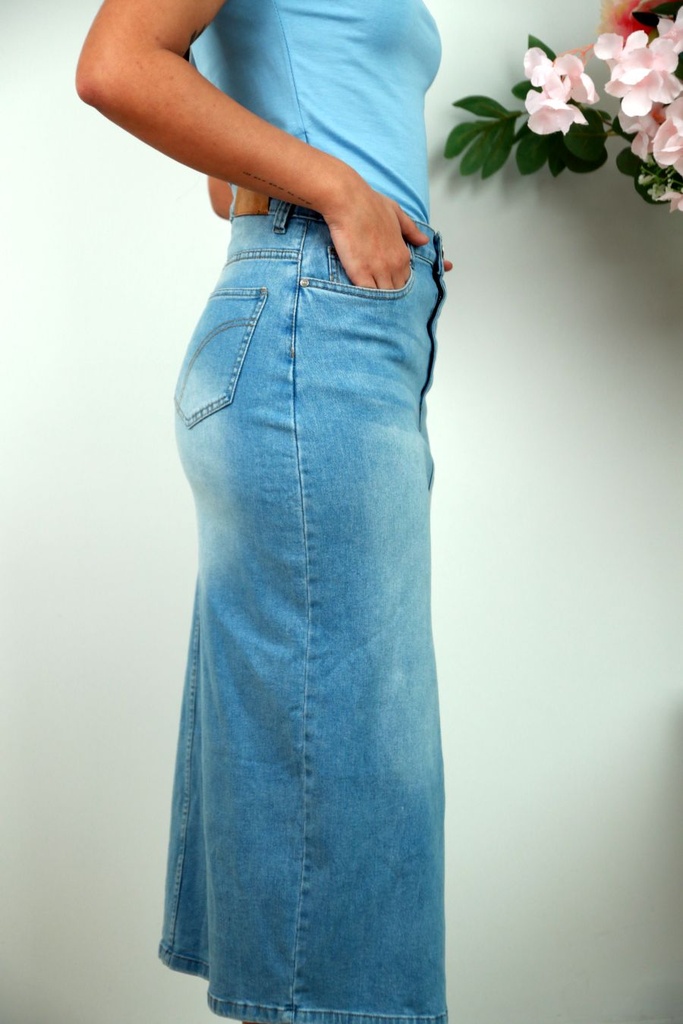 Denim rok Olan aanpassend met split midden vooraan