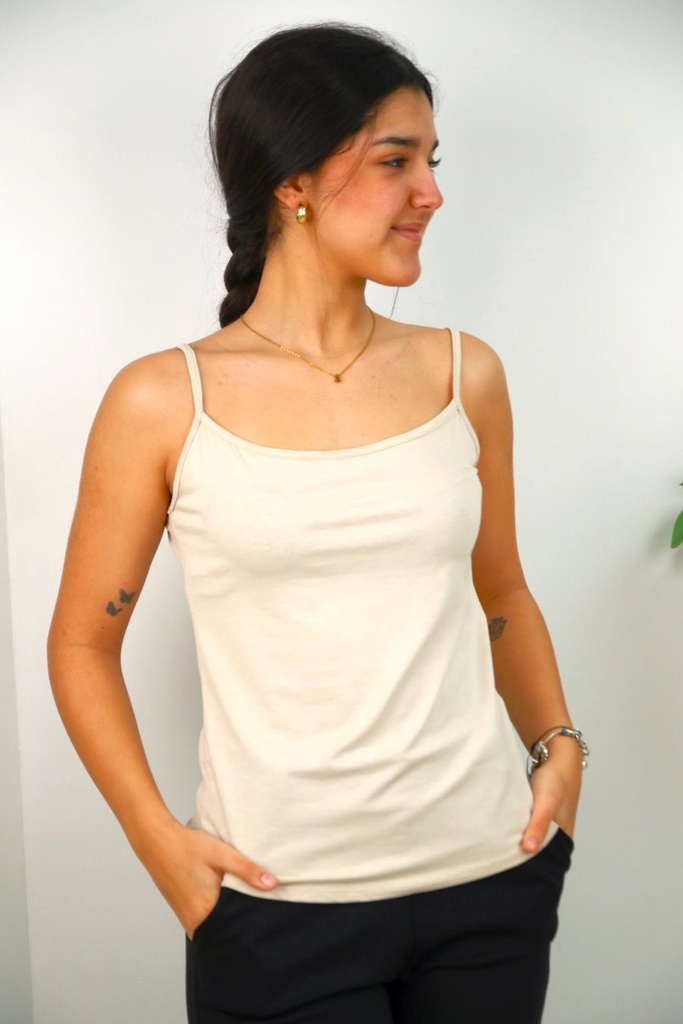 Top Omed nm95 spaghettibandjes viscose jersey