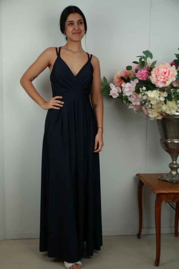 Satijnen jurk Robbert gekruiste buste en zijsplit