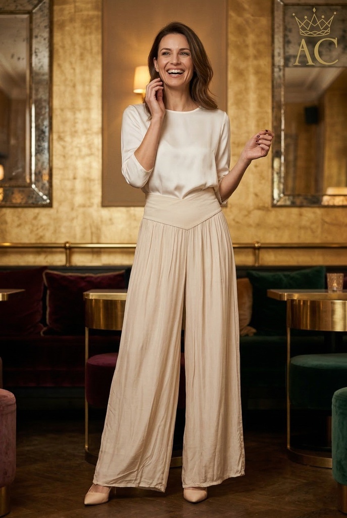 Wijde zijde broek Oumar broek brede jersey tailleband