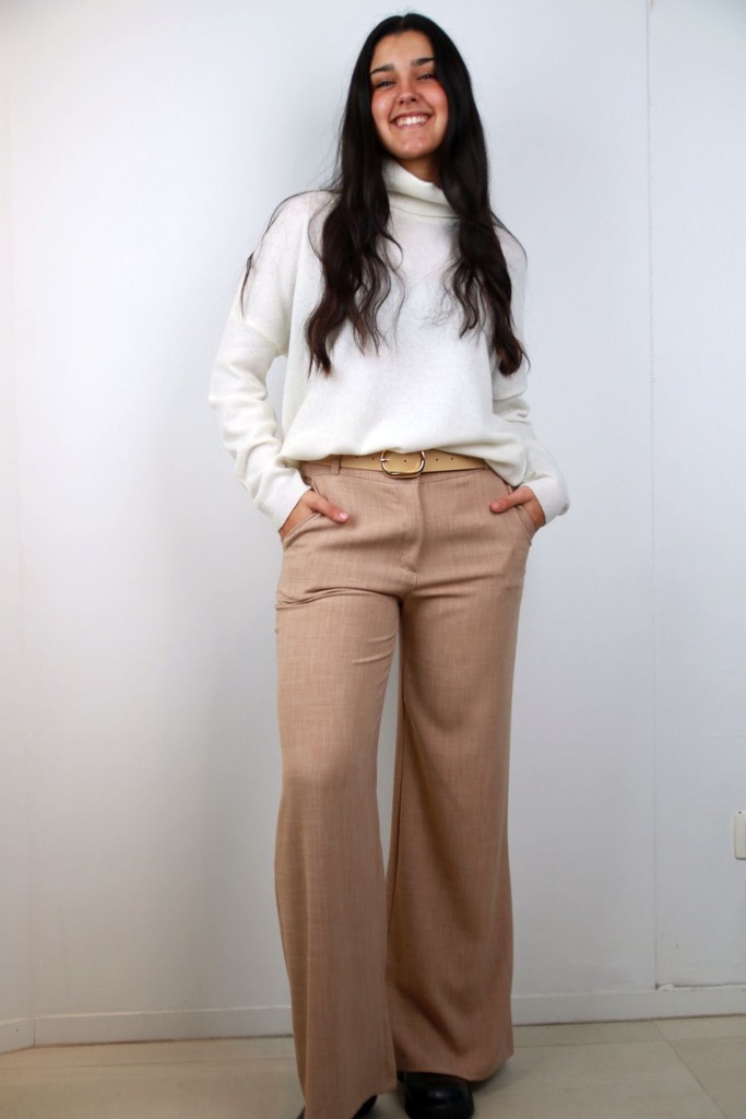 Broek Oscar nm51 toile wijde pijp eco leren riem 