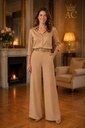 Broek Oscar nm51 toile wijde pijp eco leren riem 