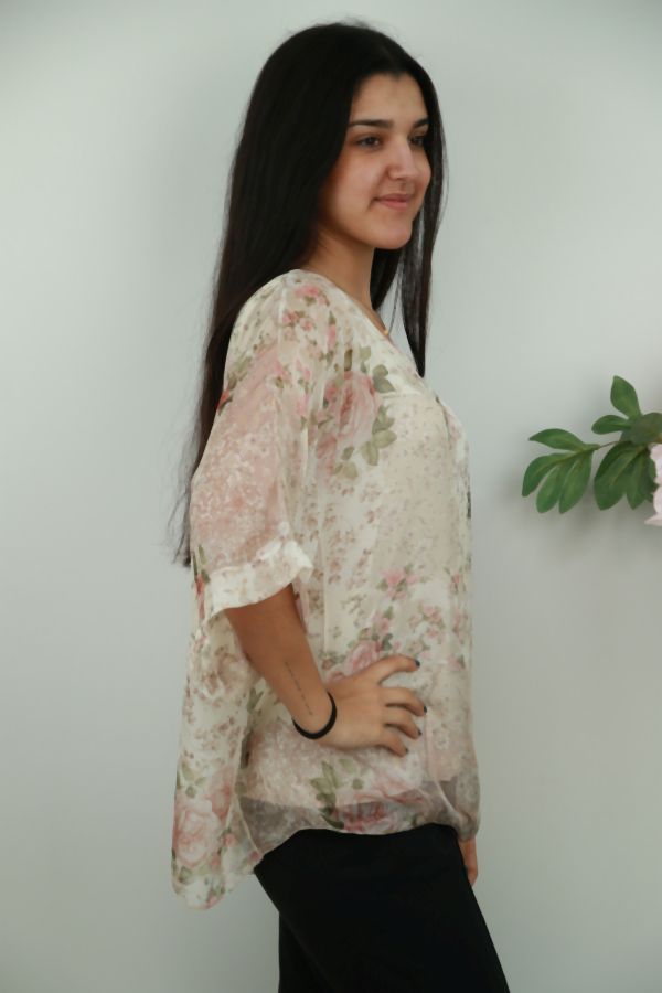 Novy nm47 blouse floral print bat sleeve