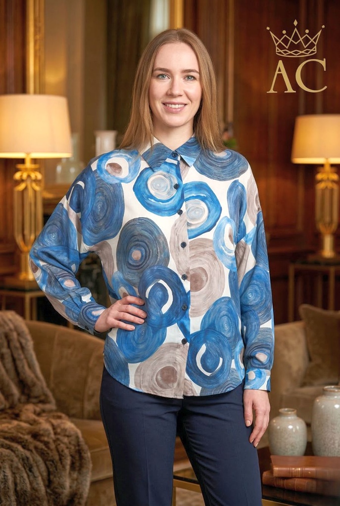 Blouse Natalya nm85 creatieve cirkels nacré doorgeknoopt