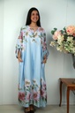 Robe longue Sep nm100 motif floral et bouton décoratif