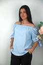 Checkered blouse Nyk nm85 off-shoulder bow ribbon sleeves