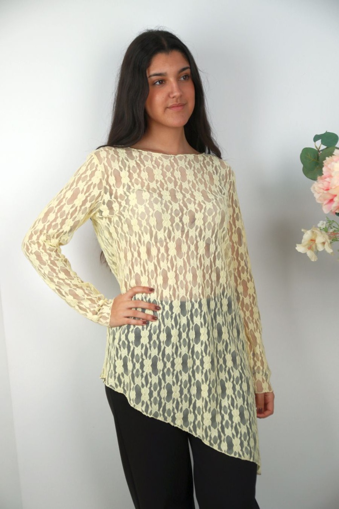 Tuniek Nayra kant asymmetrische zoom ronde hals