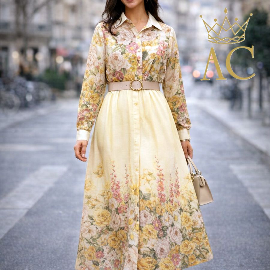 Dress Najwa nm85 rose and anemone print