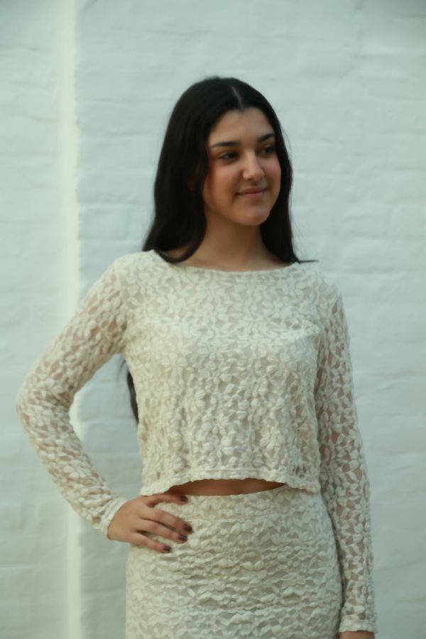 Ensemble Norman nm45 chemisier avec jupe dentelle doublée