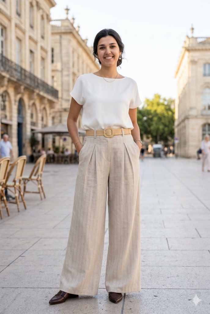 Pantalon Nerea jambe large lurex à rayures