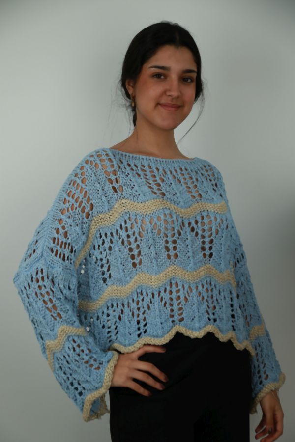 Pull Neveah nm80 ajour-steek lurexgaren ronde hals