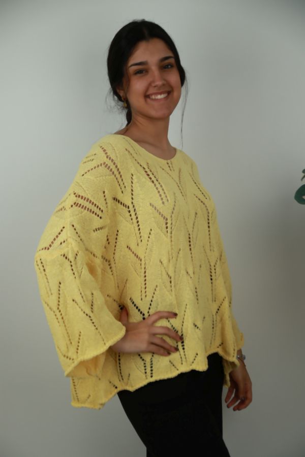 Pull Nimm nm80 fijne ajour-steek vleermuismouw 